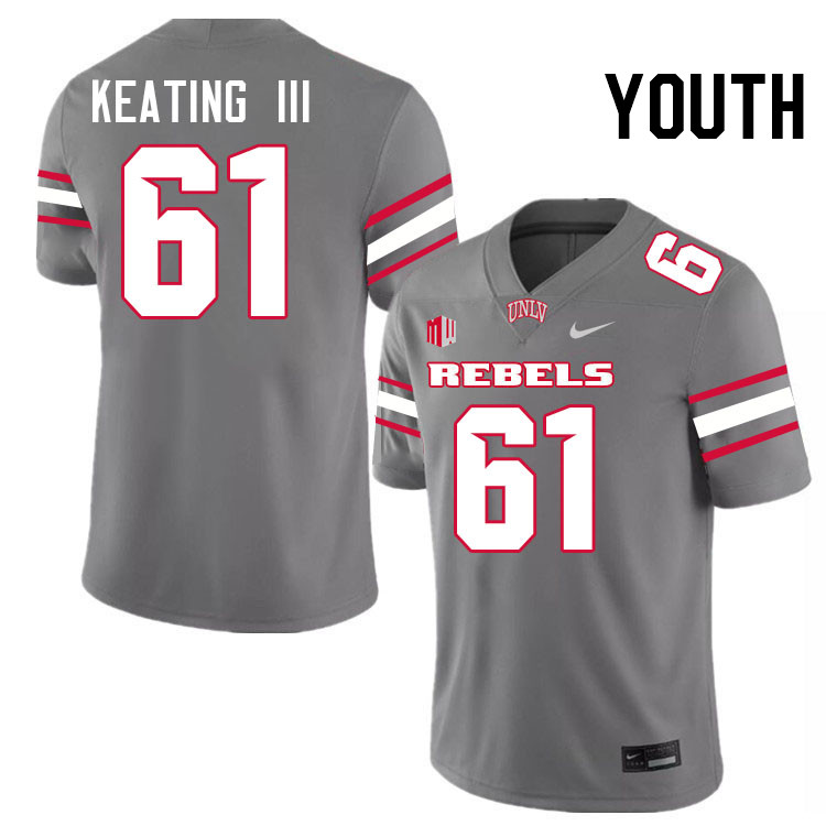 Youth #61 Graham Keating III UNLV Rebels College Football Jerseys Stitched-Grey